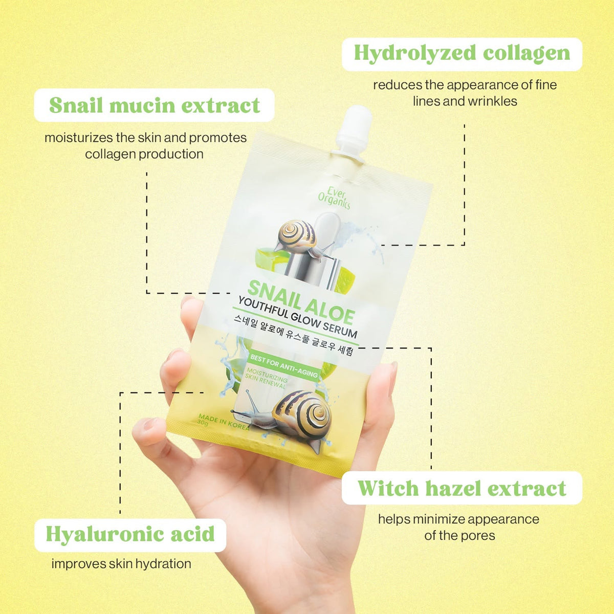 Ever Organics Snail Aloe Youthful Glow Serum 30g