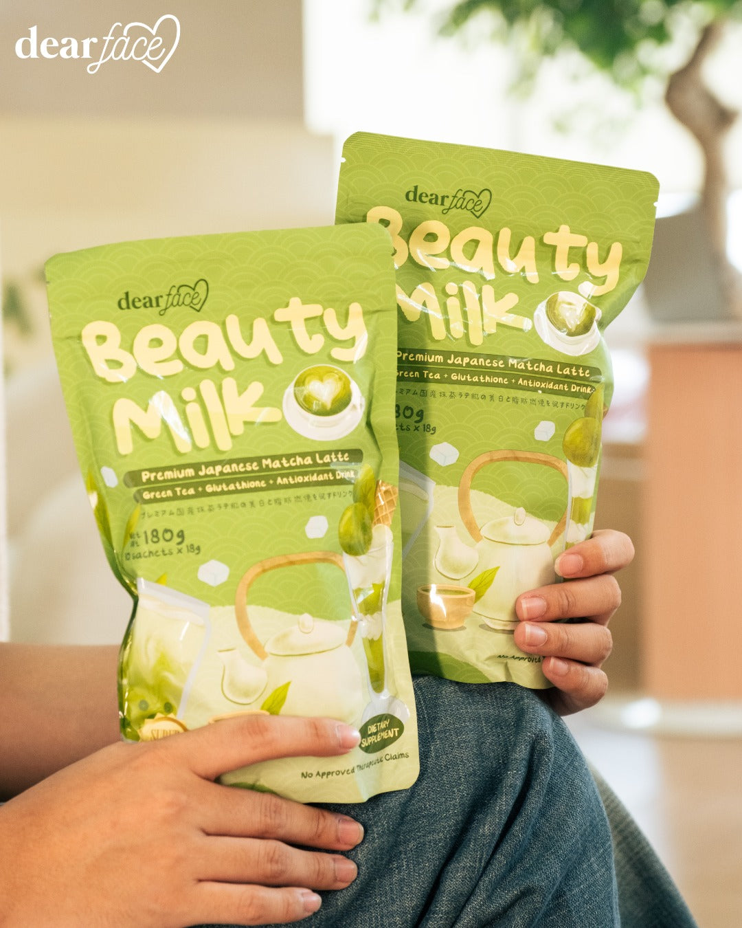 Dear Face Beauty Milk Premium Japanese Matcha Latte -(10sachets in a Pack)