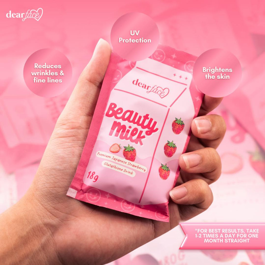 Dear Face Beauty Milk Strawberry Glutathione Drink (10sachets in pack)