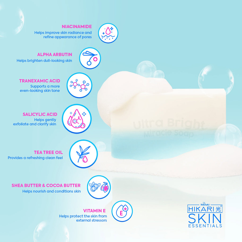 Hikari Skin Essentials Ultra Bright Miracle Soap (5 Bars × 75g)