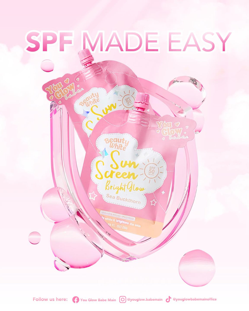 You Glow Babe Beauty White Sunscreen Bright Glow SPF 50 PA+++ Twin Pack