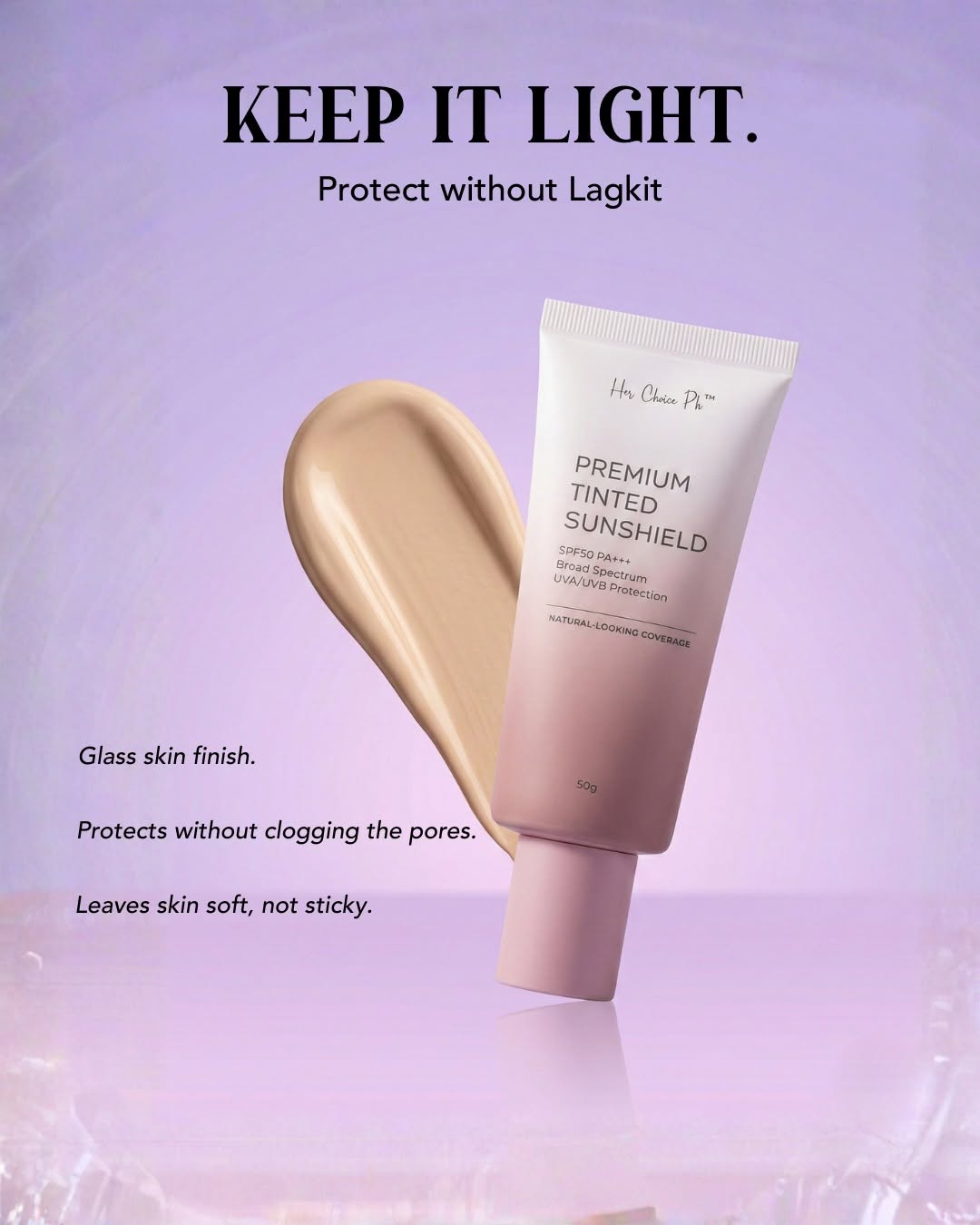 Her Choice PH Premium Tinted Sunshield SPF50 PA+++ – 50g