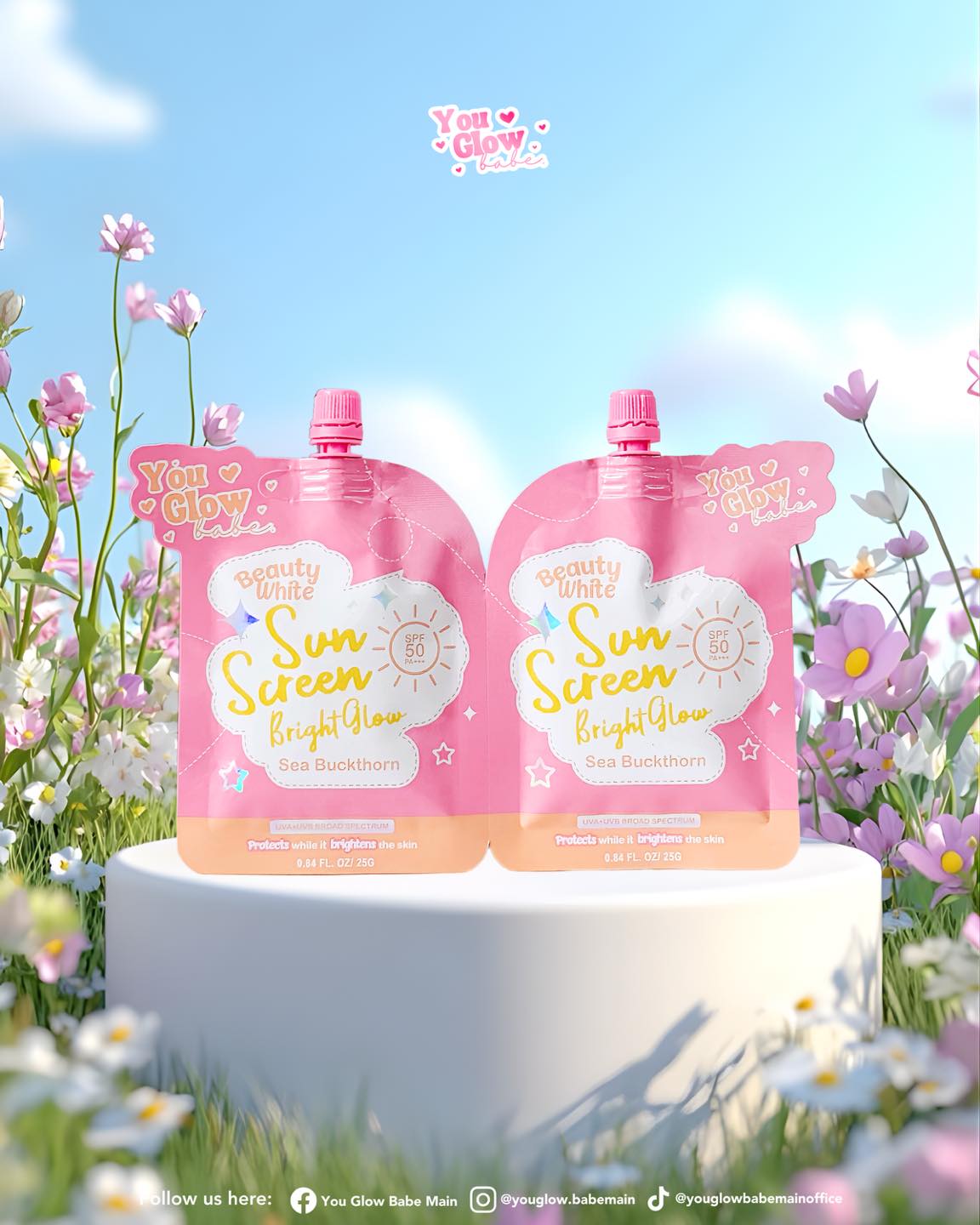 You Glow Babe Beauty White Sunscreen Bright Glow SPF 50 PA+++ Twin Pack