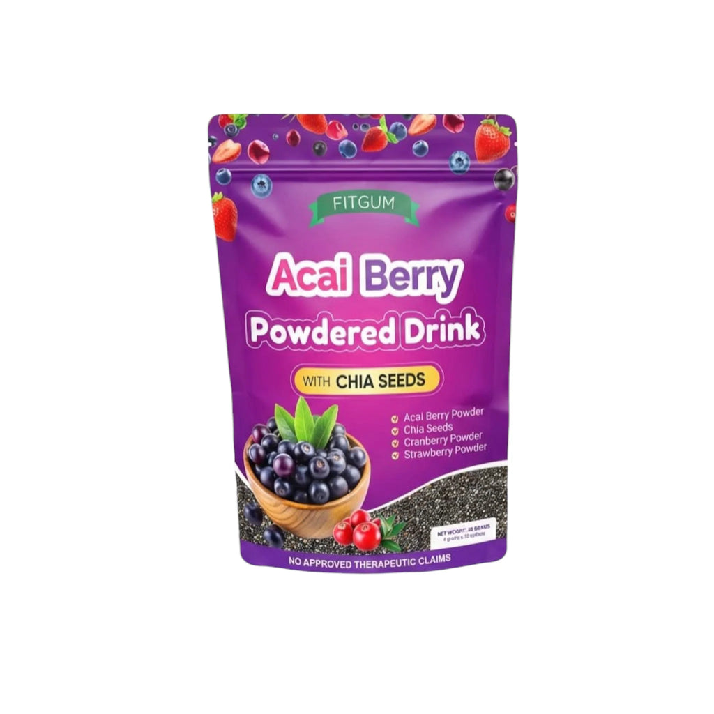 FITGUM Acai Berry Powdered Drink with Chia Seeds (10 x 4g Sachets)