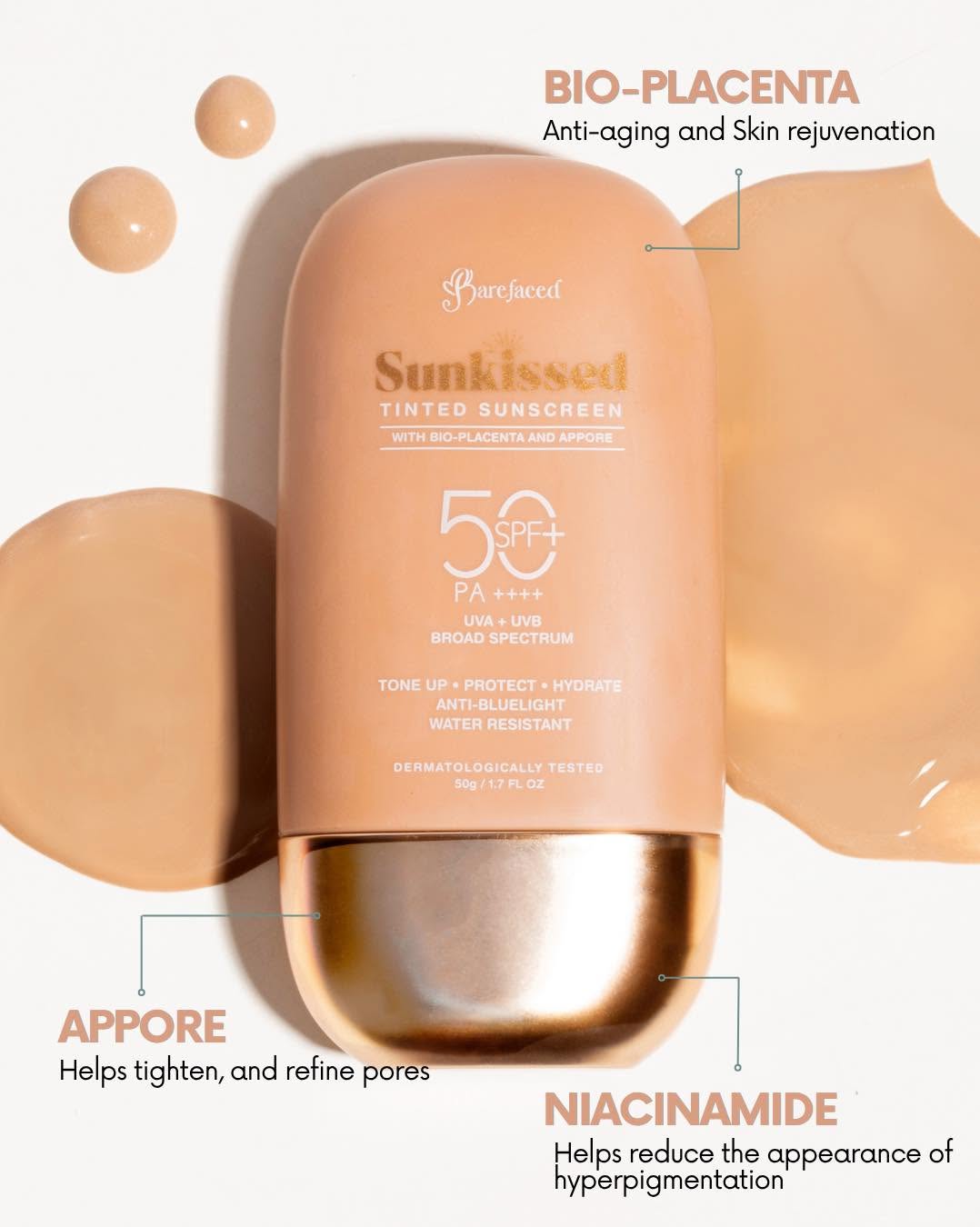 Barefaced Sunkissed Tinted Sunscreen SPF50+ PA++++ – 50g