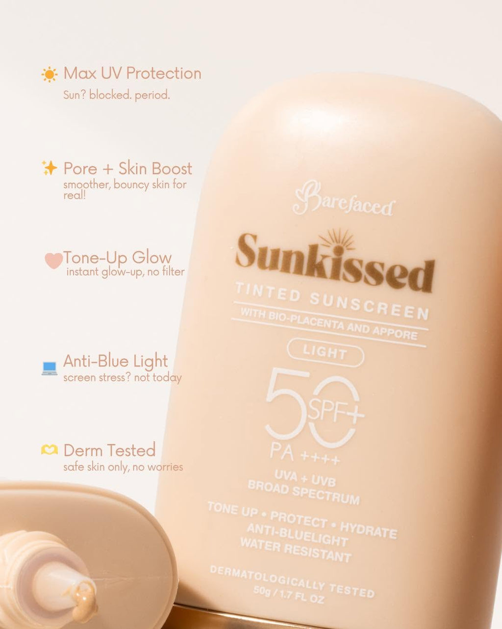 Barefaced Sunkissed Tinted Sunscreen SPF50+ PA++++ – 50g
