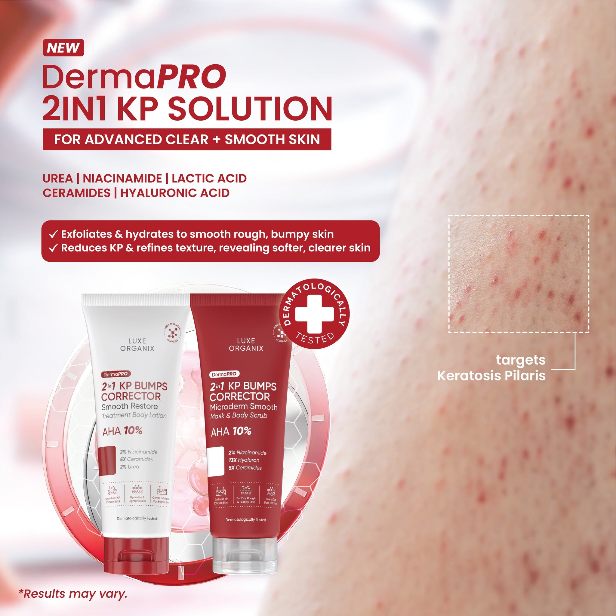 Luxe Organix DermaPRO 2-in-1 KP Solution Advanced Clear + Smooth Skin (Beauté Bundle)