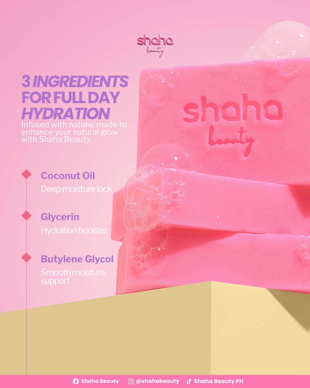 Shaha Beauty Hakuji Gluta Brightening Soap – 3 Bars x 70g