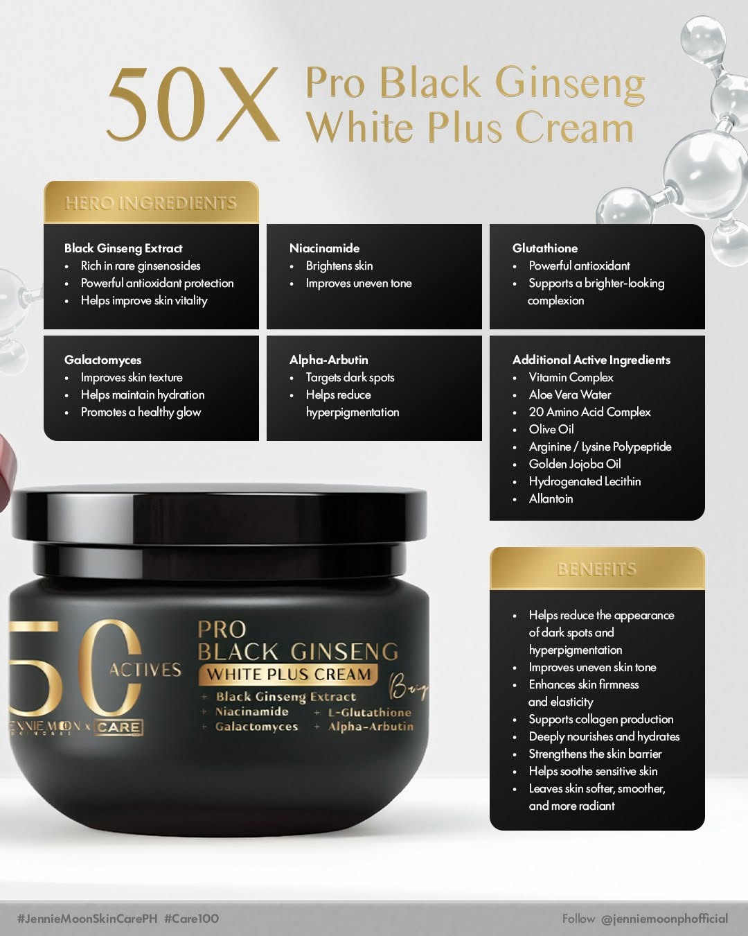 Jennie Moon 50X Pro Black Ginseng White Plus Cream