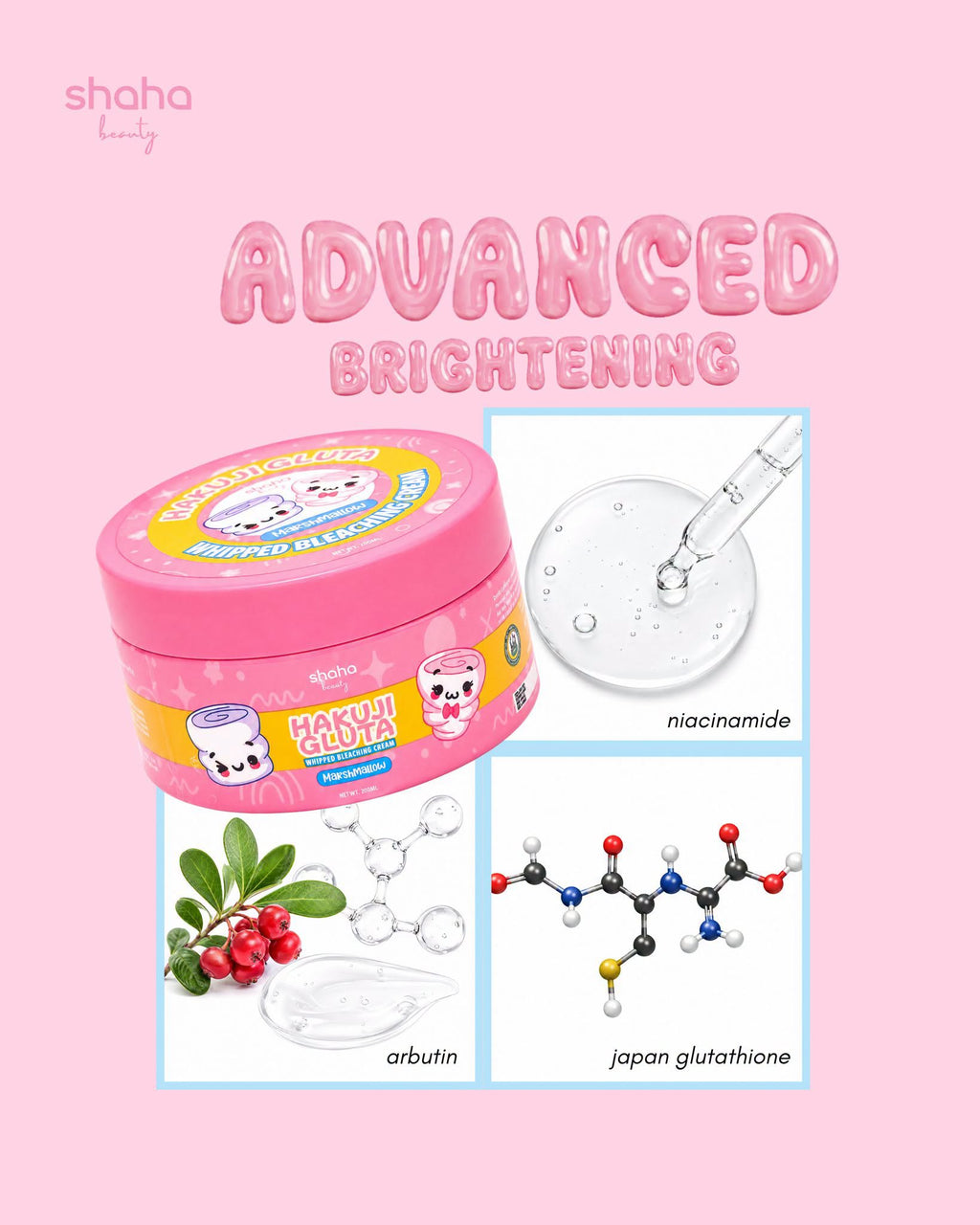 Shaha Beauty Hakuji Gluta Marshmallow Whipped Brightening Cream