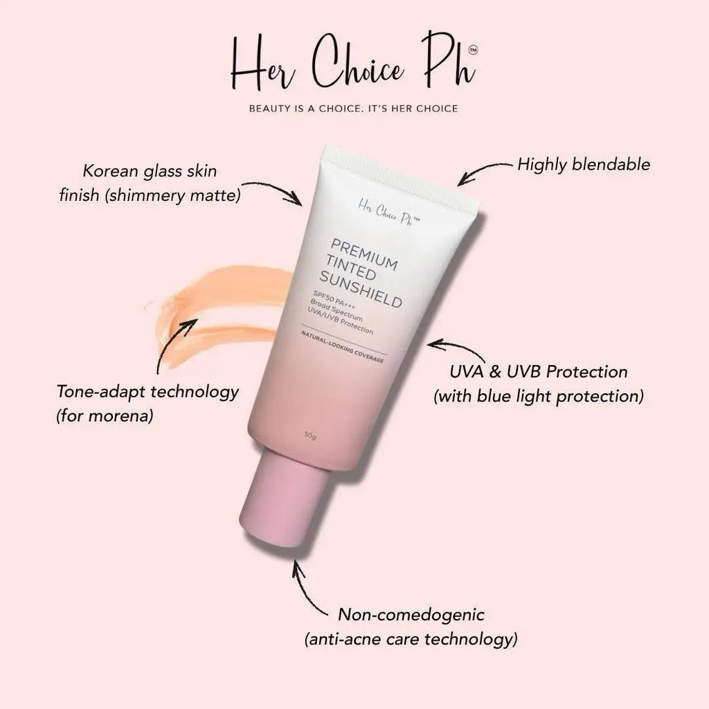 Her Choice PH Premium Tinted Sunshield SPF50 PA+++ – 50g