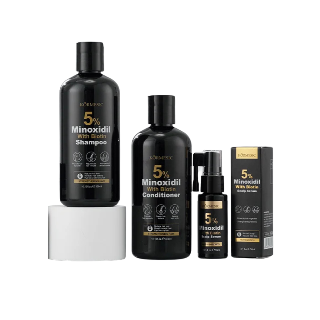 KORMESIC Minoxidil Biotin Shampoo + Conditioner + Scalp Serum (Beauté Bundle)