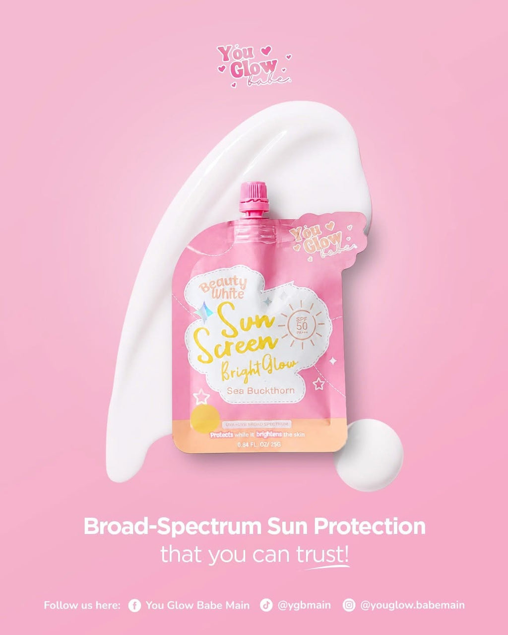 You Glow Babe Beauty White Sunscreen Bright Glow SPF 50 PA+++ - Solo Pack