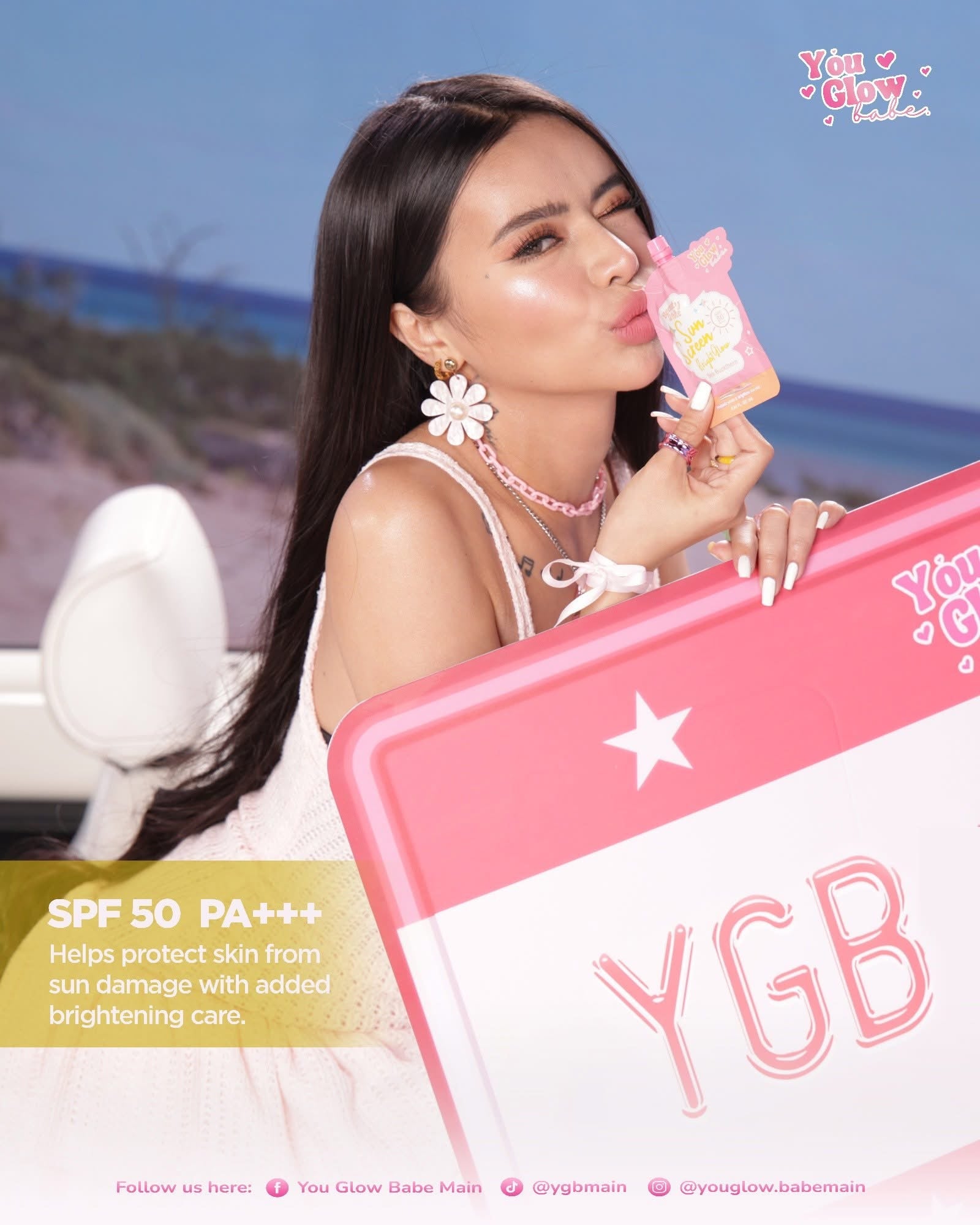You Glow Babe Beauty White Sunscreen Bright Glow SPF 50 PA+++ - Solo Pack