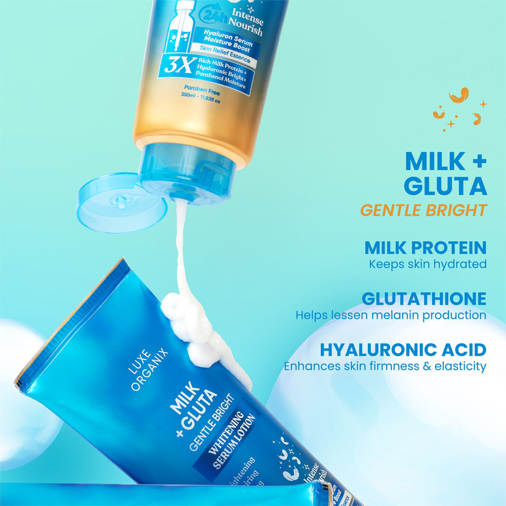 LUXE ORGANIX Milk + Gluta Whitening Serum Lotion 350ml
