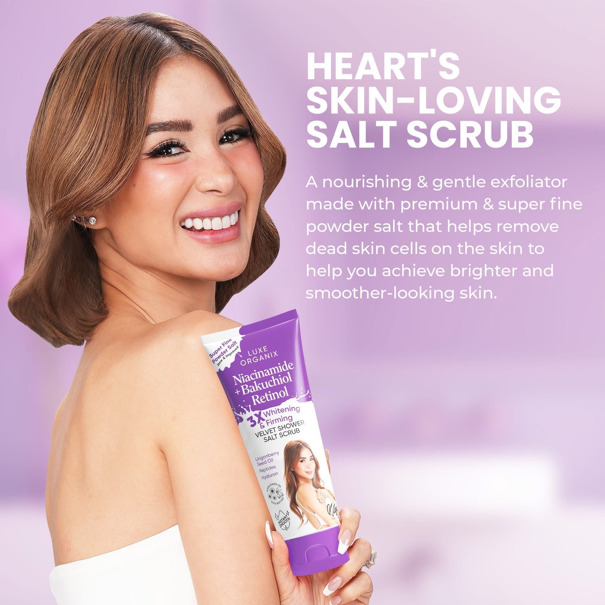 LUXE ORGANIX Niacinamide + Bakuchiol Retinol Velvet Shower Salt Scrub 320g