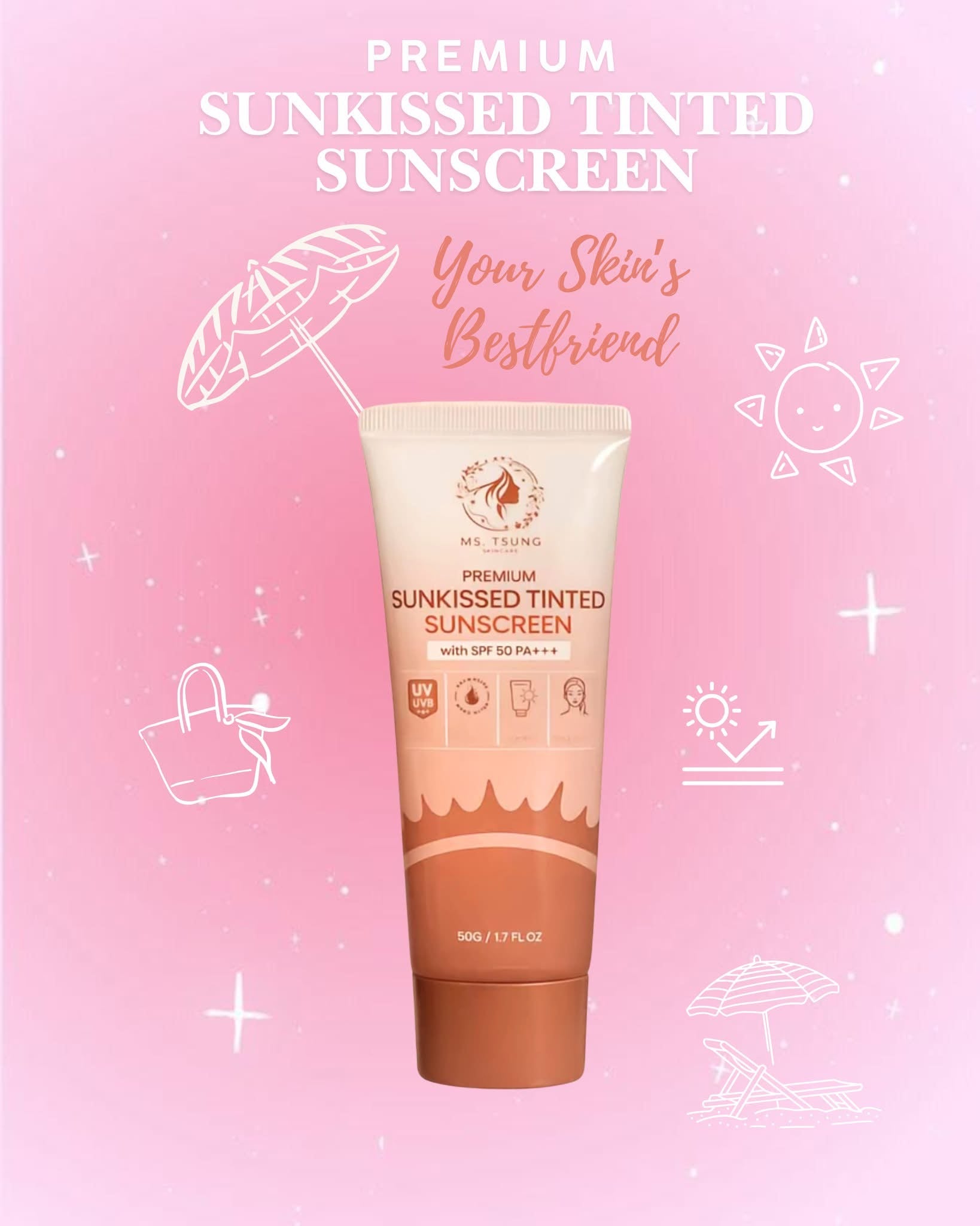 MS. TSUNG ESSENTIALS Premium Sunkissed Tinted Sunscreen SPF50 PA+++.