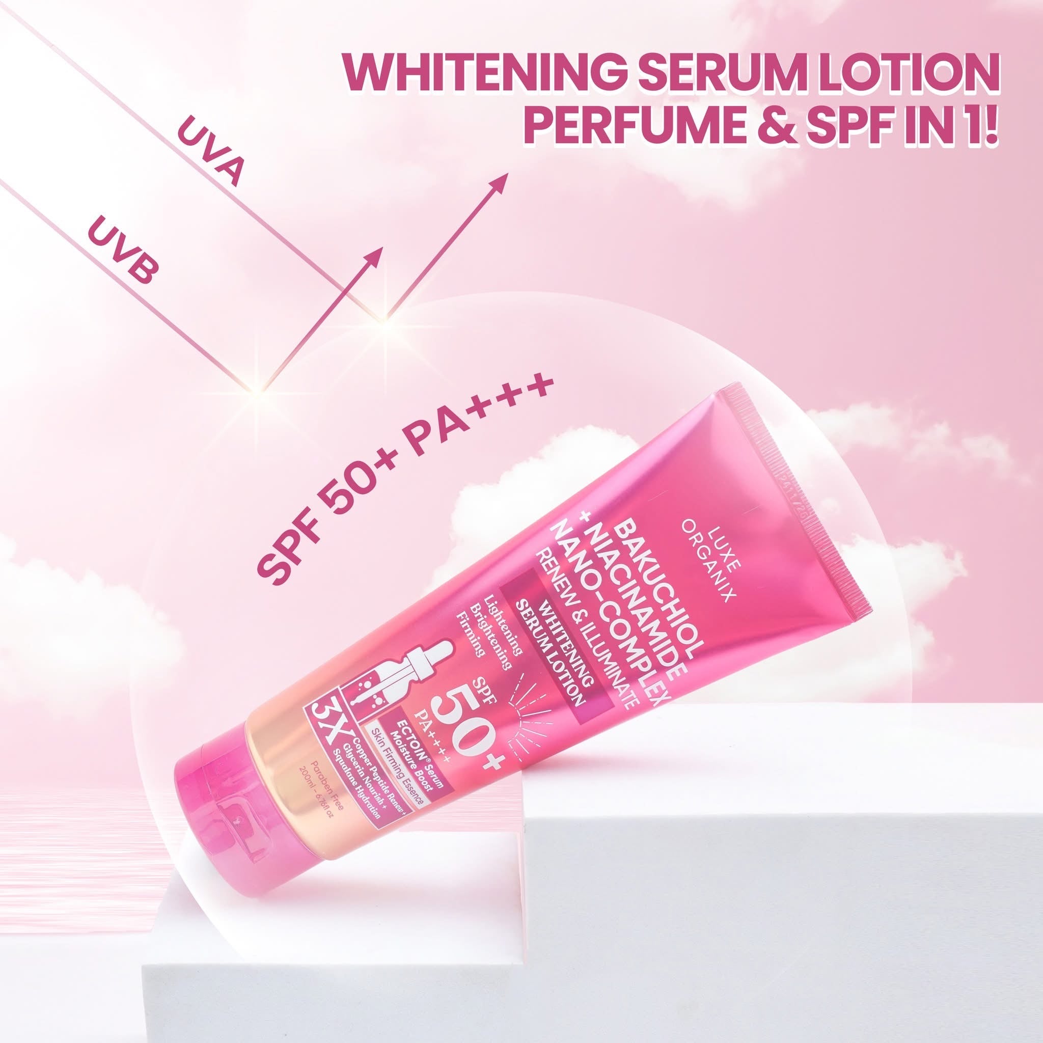 Luxe Organix Bakuchiol + Niacinamide Nano-Complex Serum Lotion SPF 50 200ml