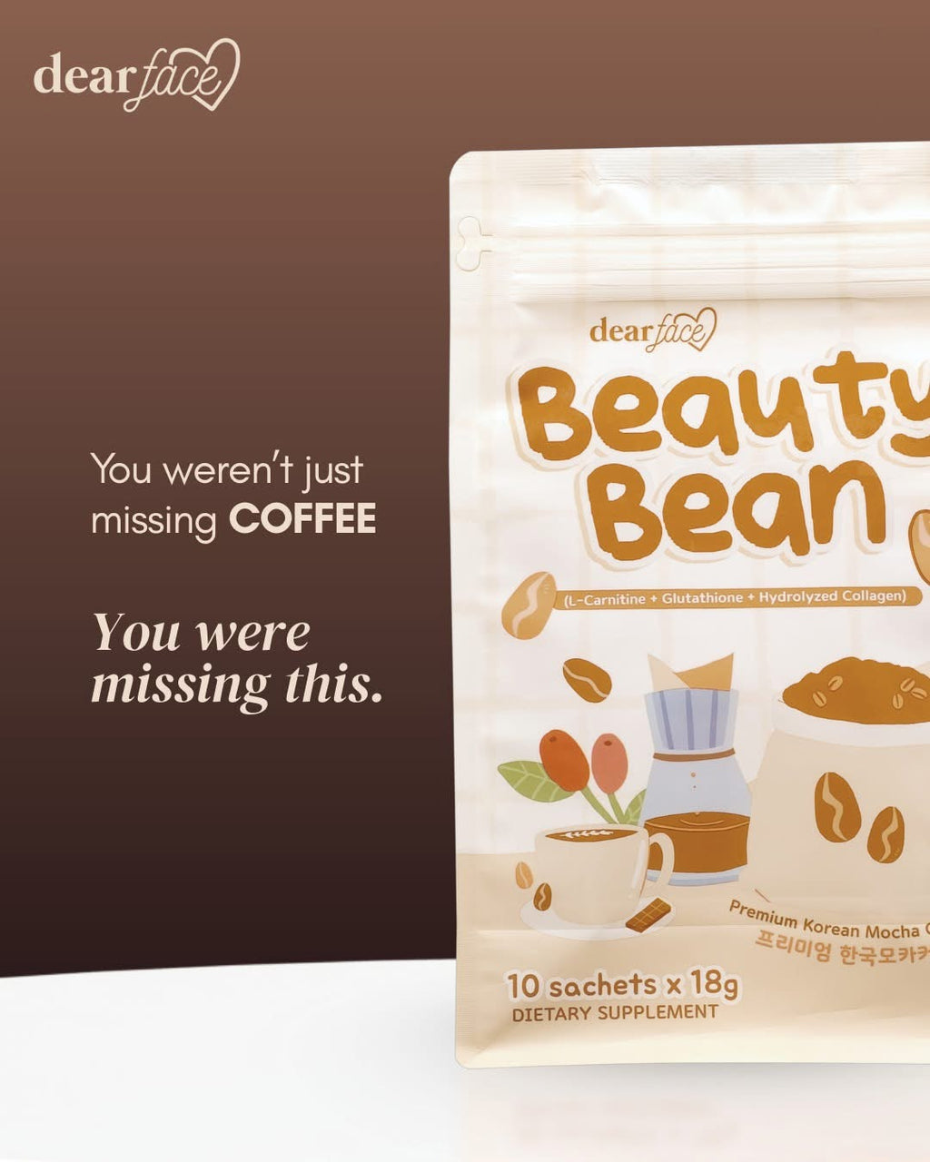 Dear Face Beauty Bean Mocha Coffee (10xsachets in pack)