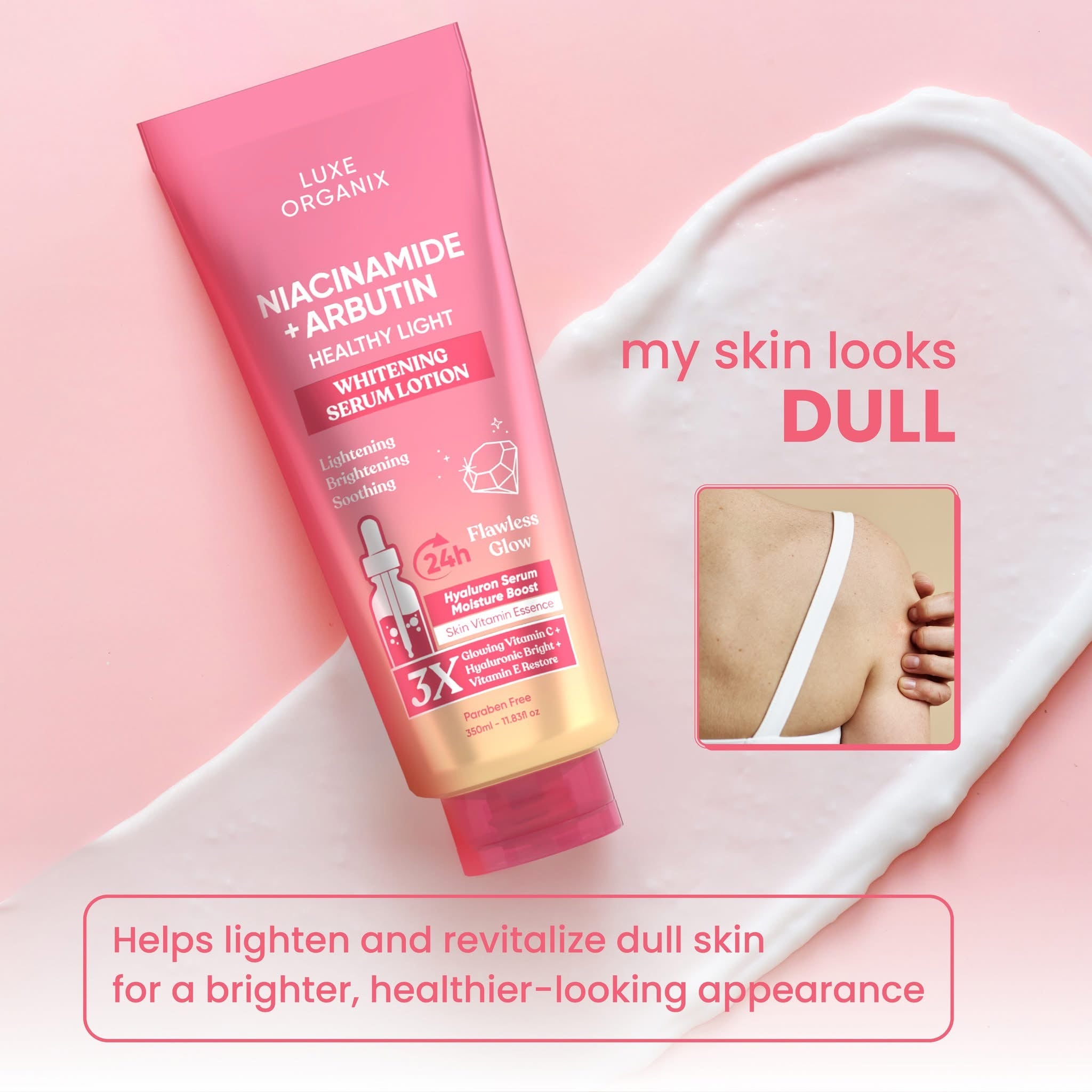 LUXE ORGANIX Niacinamide + Alpha Arbutin Whitening Serum Lotion 350ml
