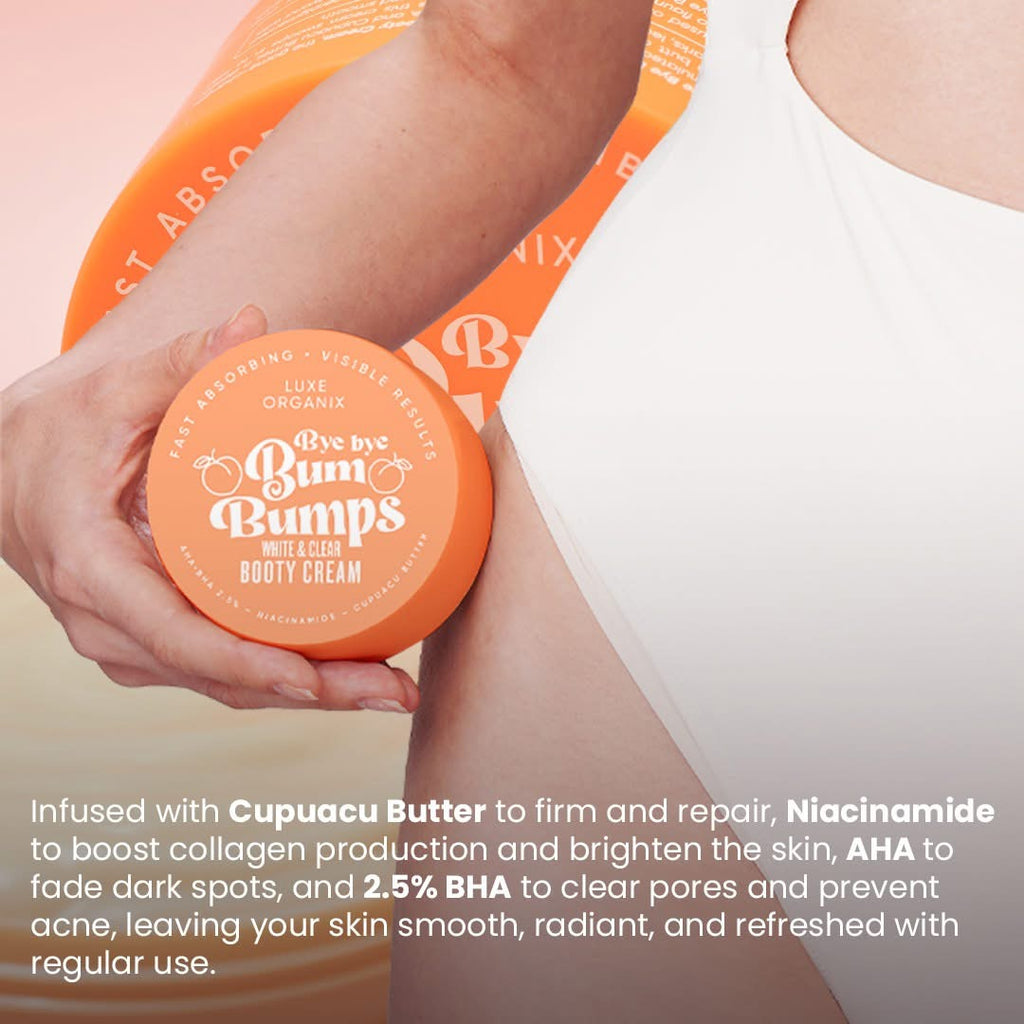 LUXE ORGANIX Bye Bye Bum Bumps White & Clear Booty Cream 230g