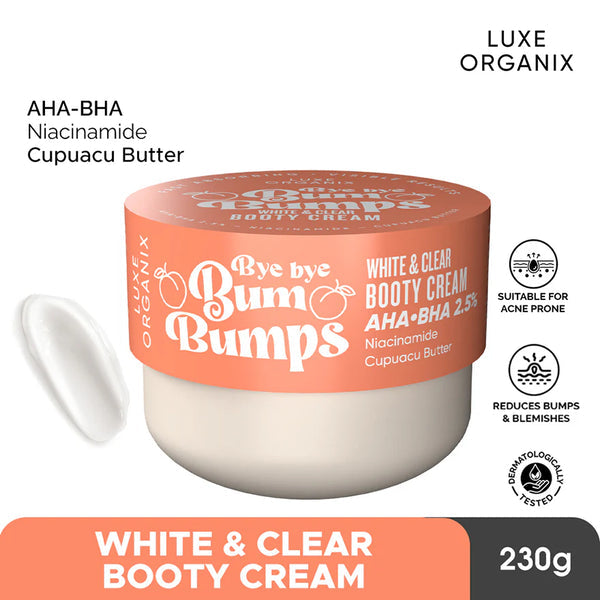 LUXE ORGANIX Bye Bye Bum Bumps White & Clear Booty Cream 230g