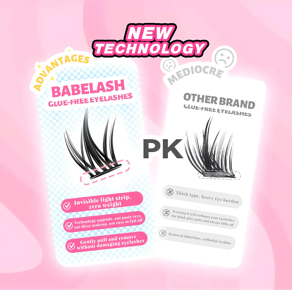 Babe Lash Glue Free Cluster Eyelashes New (Black Adhesive)