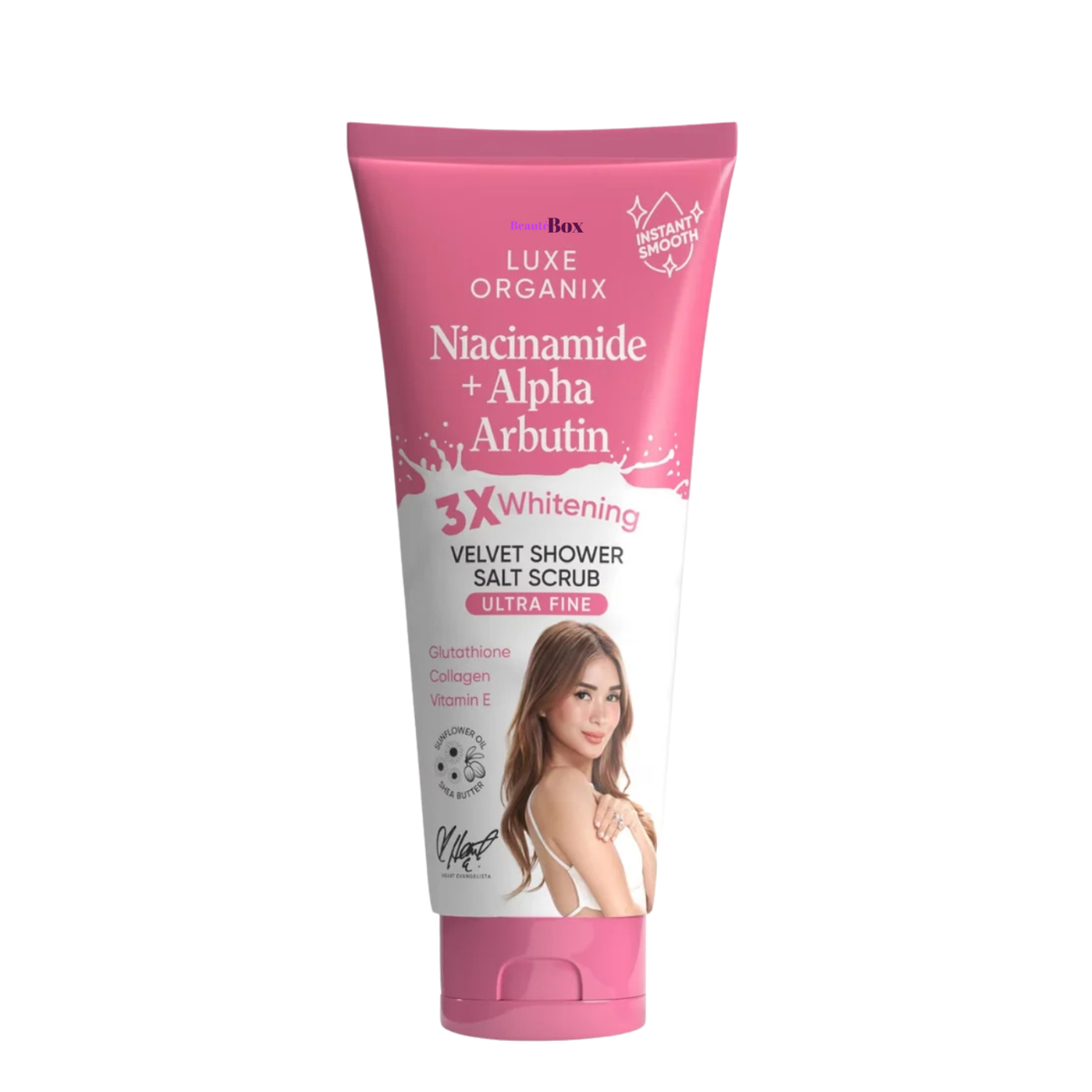 Luxe Organix Niacinamide + Alpha Arbutin Velvet Shower Salt Scrub