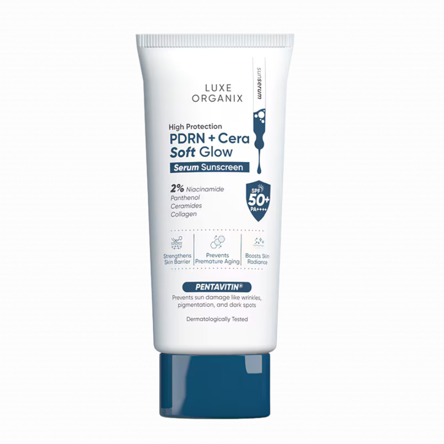 LUXE ORGANIX High Protection Aqua PDRN Soft Glow Serum Sunscreen SPF50 40g