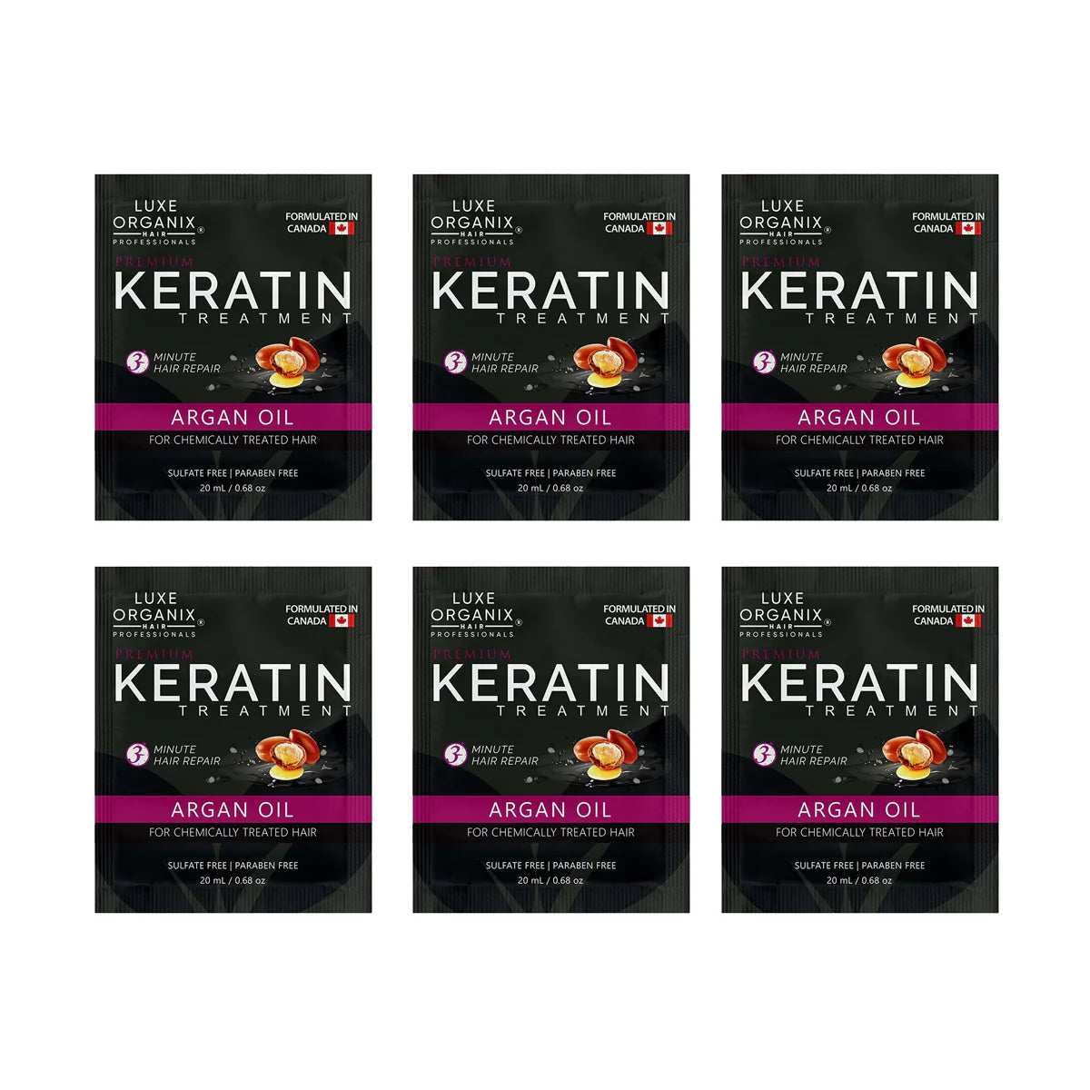 Luxe Organix Premium Keratin Treatment Argan Oil Deep Repair (6pcs x 20ml)