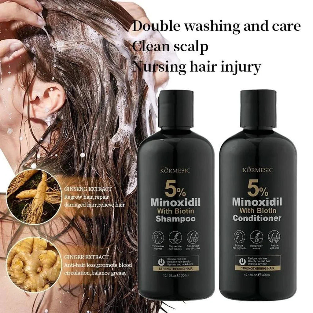 KORMESIC Minoxidil Biotin Shampoo + Conditioner + Scalp Serum (Beauté Bundle)