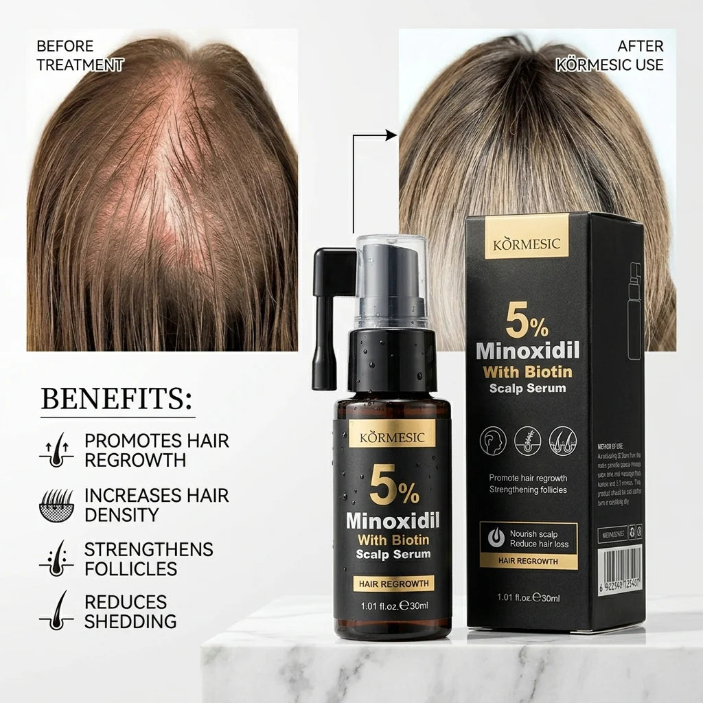 KORMESIC Minoxidil Biotin Shampoo + Conditioner + Scalp Serum (Beauté Bundle)